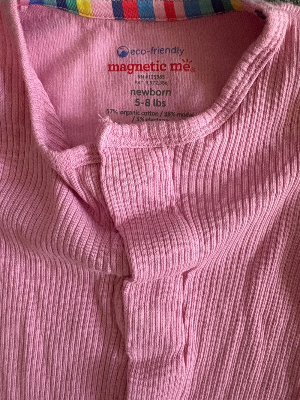 Newborn Magnetic Me Light Pink Ribbed Footed One-Piece